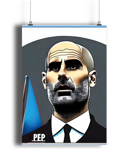 Pep Guardiola Blue Flag A3 Print
