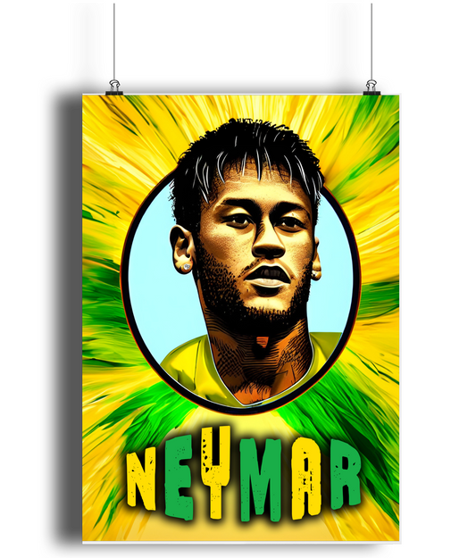 Neymar Retro Brazil A3 Wall Art Print