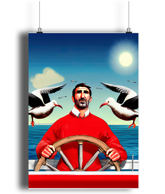 Eric Cantona Seagulls Trawler A3 Wall Art Print